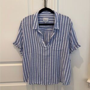 Rails Women's Blue and White Striped Savannah Linen Blend Shirt Size XXL
